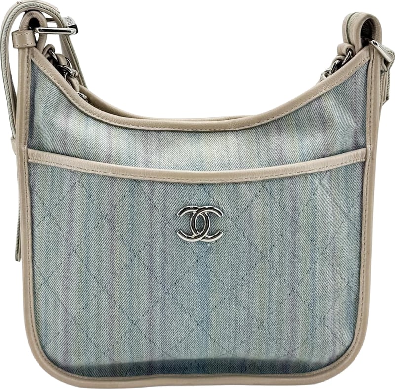 Chanel Jungle Stroll Hobo Quilted Printed Denim Small