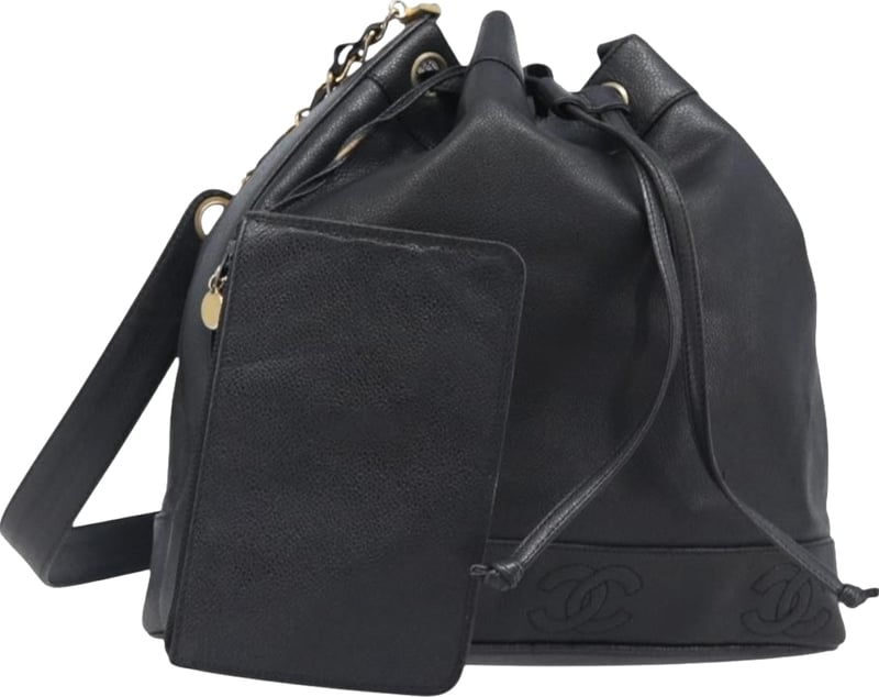 Chanel Vintage CC Drawstring Bucket Caviar Medium