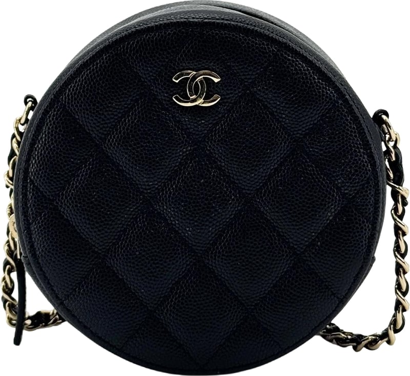 Chanel Round Chain Quilted Caviar Small