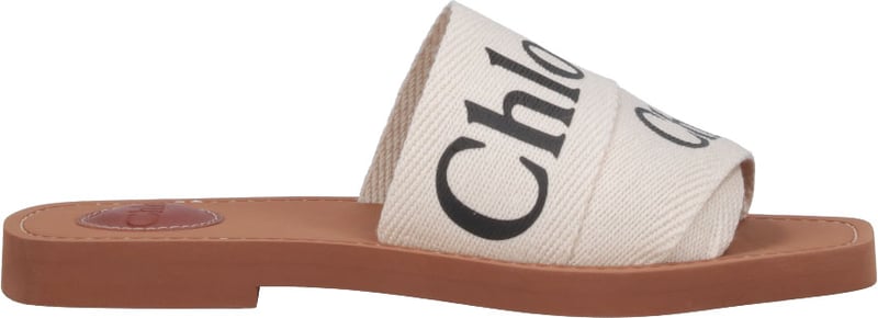 White Woody Embroidered Linen Sandal