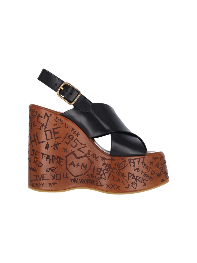 Black Wedge Sandals