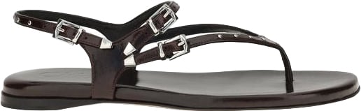 Chloé Black Calf Leather Bos Taurus Flat Sandals