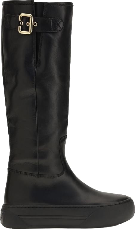 Chloé Black Calf Leather Bos Taurus Flat Boots