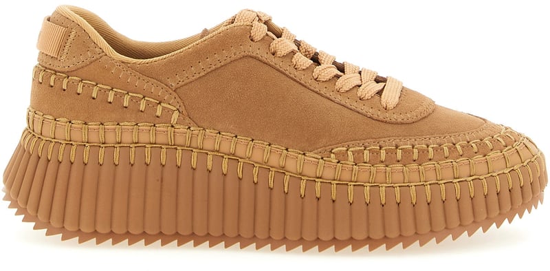 Chloé Beige Polyester Platform Sneakers