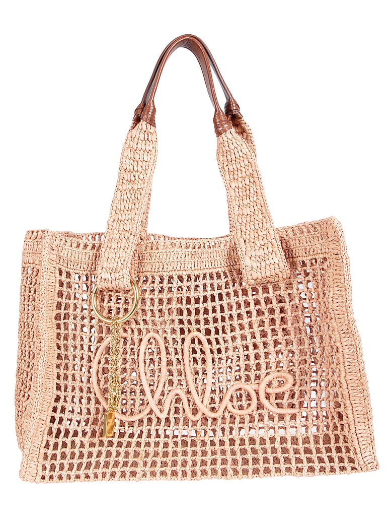 Rectangular Woven Tote Bag with Leather Accents
