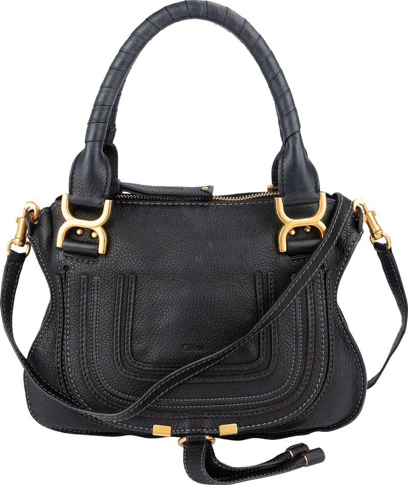 Chloé Black Grainded Leather Marcie Handbag