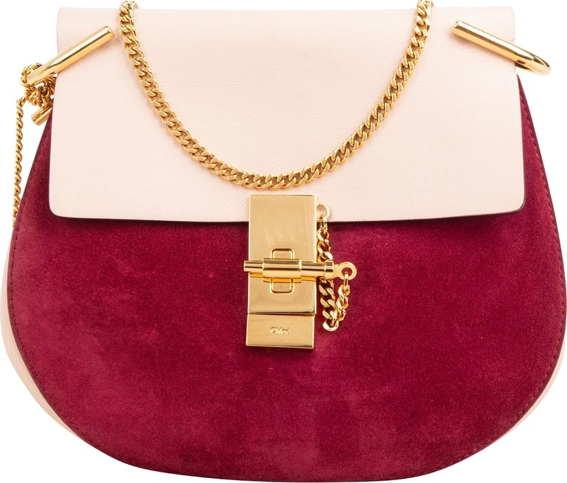 Chloé Suede Leather Bicolor Drew Crossbody Bag