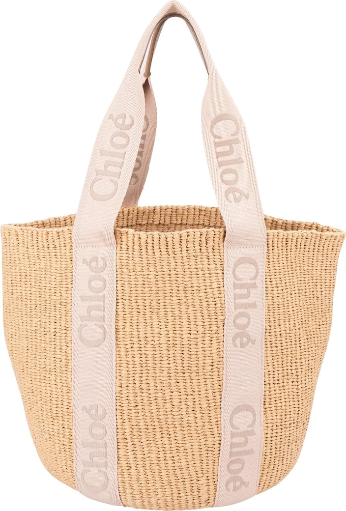 Chloé Raffia Woody Medium Basket Shoulder Bag