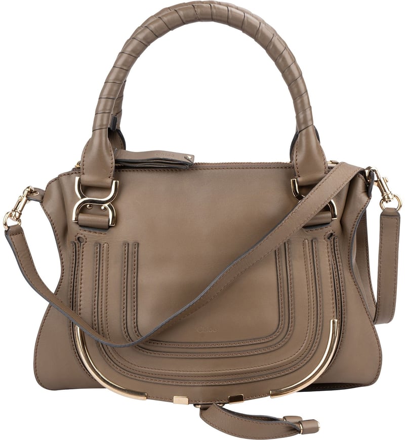 Chloé Taupe Calfskin Marcie Saddle Handbag