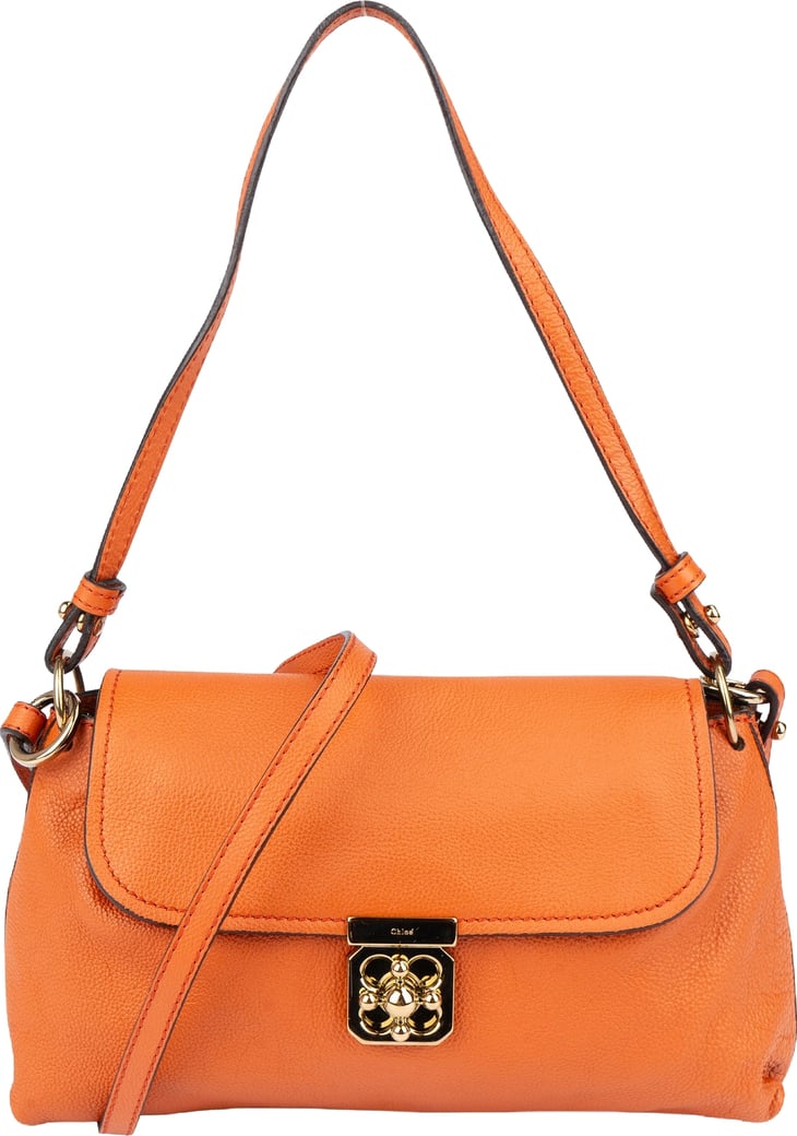 Chloé Orange Leather Elsie Turnlock Shoulder Bag