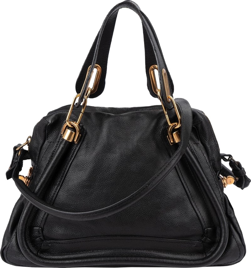 Chloé Black Leather Paraty Shoulder Handbag