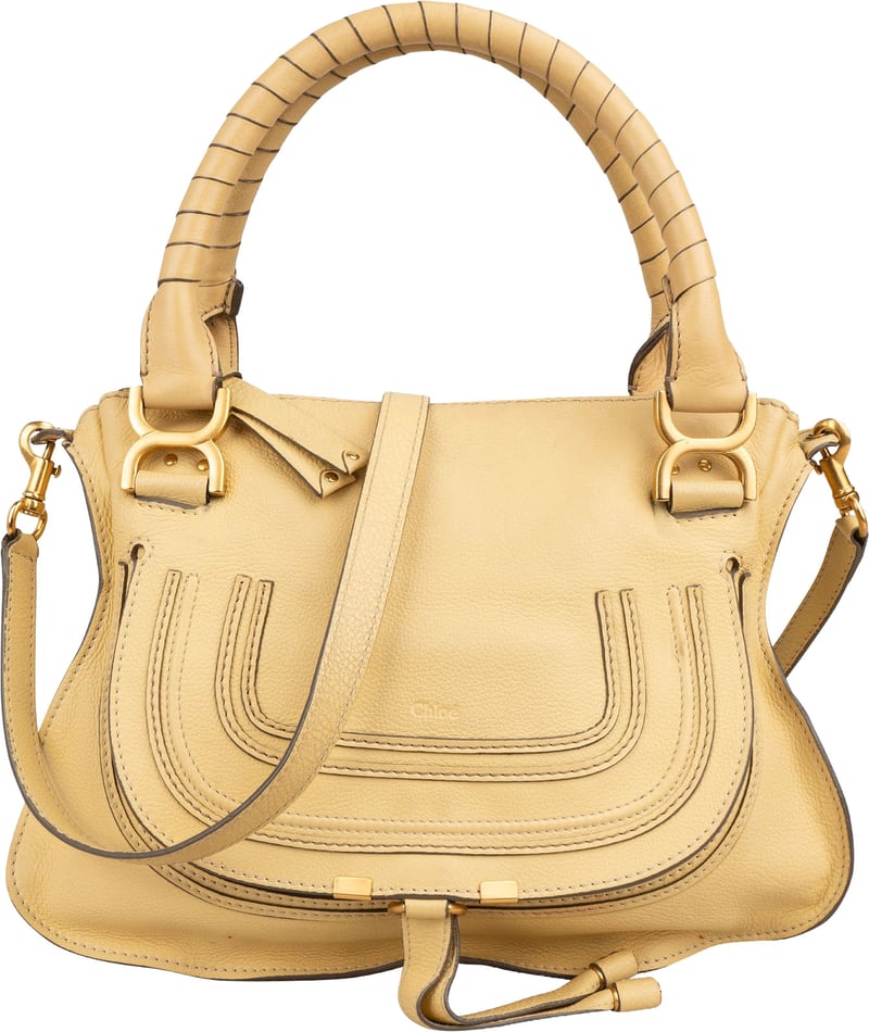 Chloé Grained Calfskin Marcie Double Carry Handbag