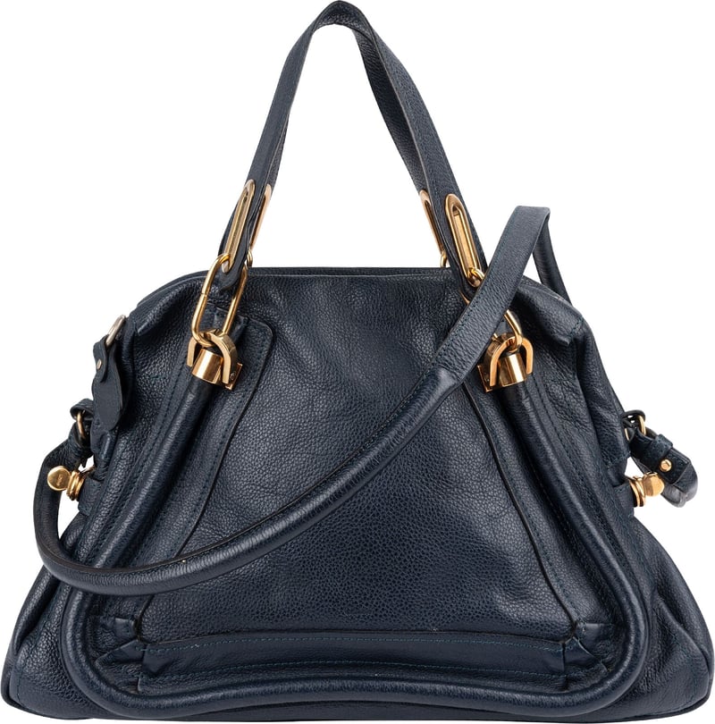 Chloé Blue Pebbled Leather Paraty Handbag