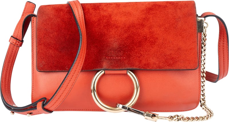 Chloé Orange Leather Faye Crossbody Bag