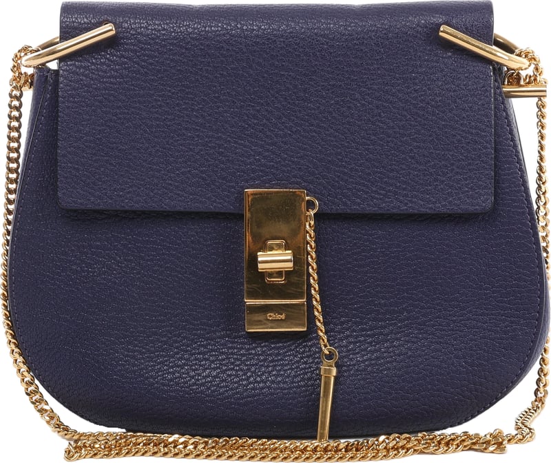 Chloe Drew Leather Chain Crossbody Bag in Purple