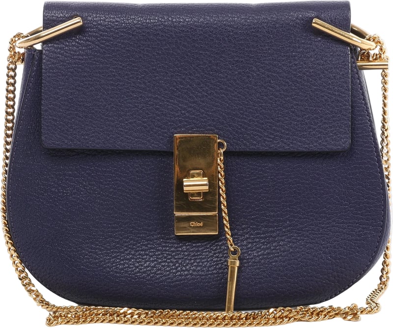 Chloe Drew Leather Chain Crossbody Bag in Purple