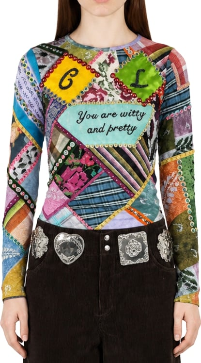 Witty beaded jersey top multi
