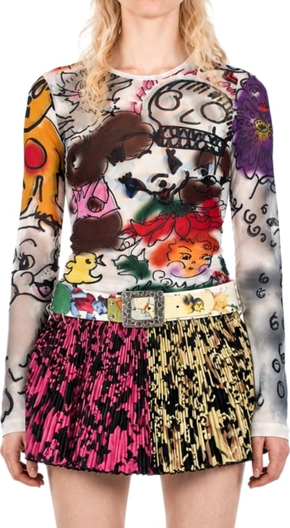 Spray it mesh long sleeve top multi