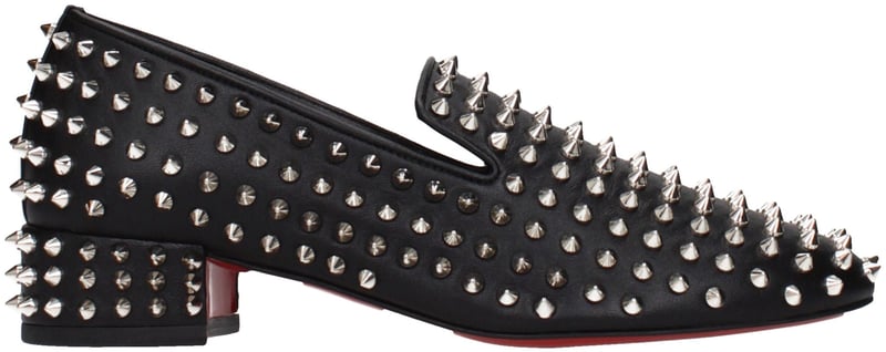 Christian Louboutin Black Leather Slip-On Loafers