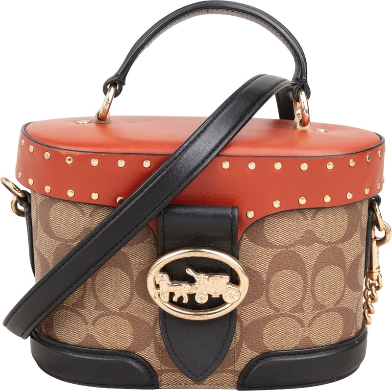 Coach Monogram Signature Georgie Gem Vanity Case Rivets Crossbody Handbag