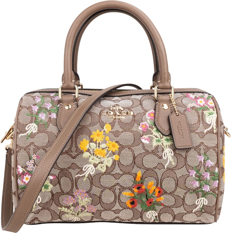 Coach Monogram Signature Canvas Wildflower Embroidery Rowan Satchel Handbag