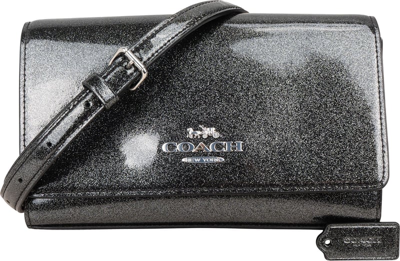 Coach Glitter Patent Leather Foldover Clutch Crossbody Bag