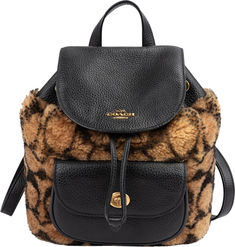 Coach CC Print Shearling X Jennifer Lopez Rucksack Backpack