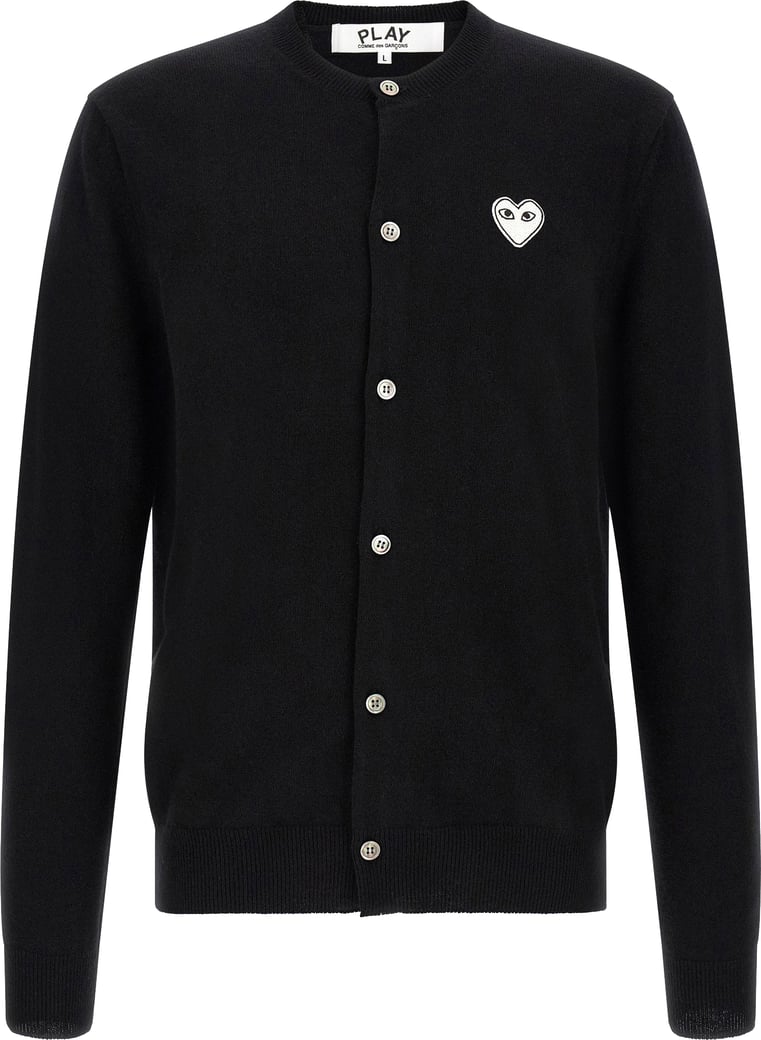Comme Des Garçons Play Wool Cardigan With Heart Patch