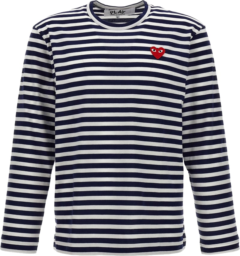 Comme Des Garçons Play Logo Patch Stripes T-shirt