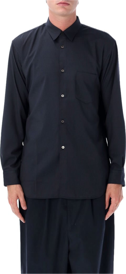 Wool Shirt Gessata Blu