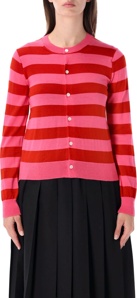 Cardigan Stripe Pink X Red