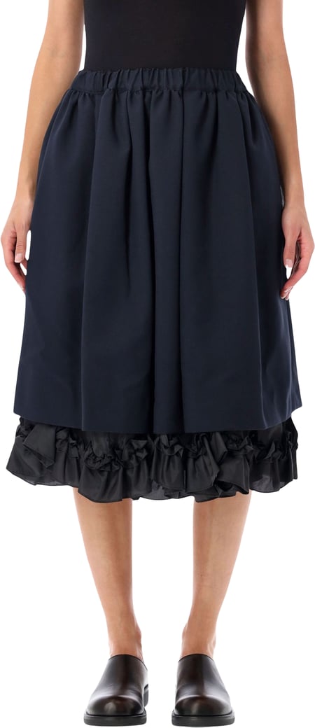 Skirt Ruffle Bottom Navy X Black