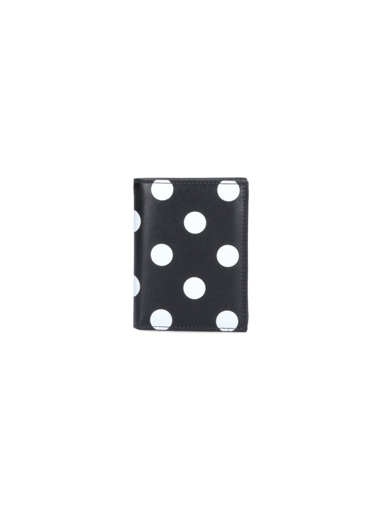 Polka Dot Bifold Wallet in Smooth Black Leather