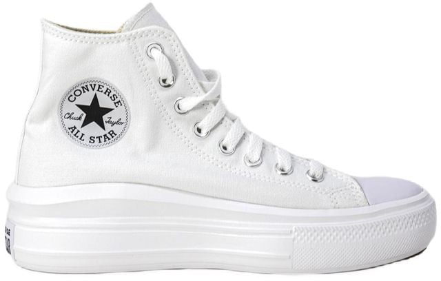 Converse White Cotton High Top Sneakers