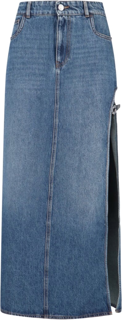 Midi Denim Skirt With Side Slit