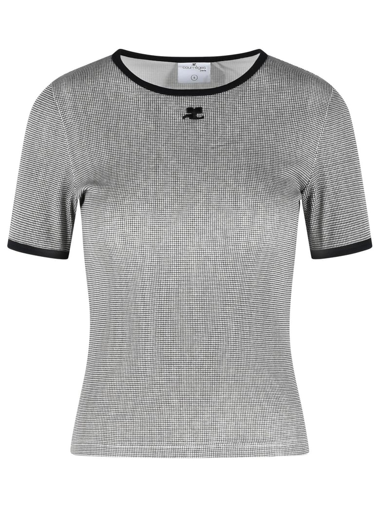 Micro-Check Cotton Fitted T-Shirt