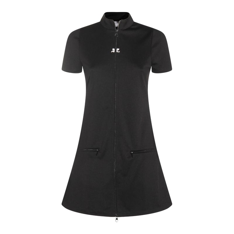 Black Midi Dress With High Collar