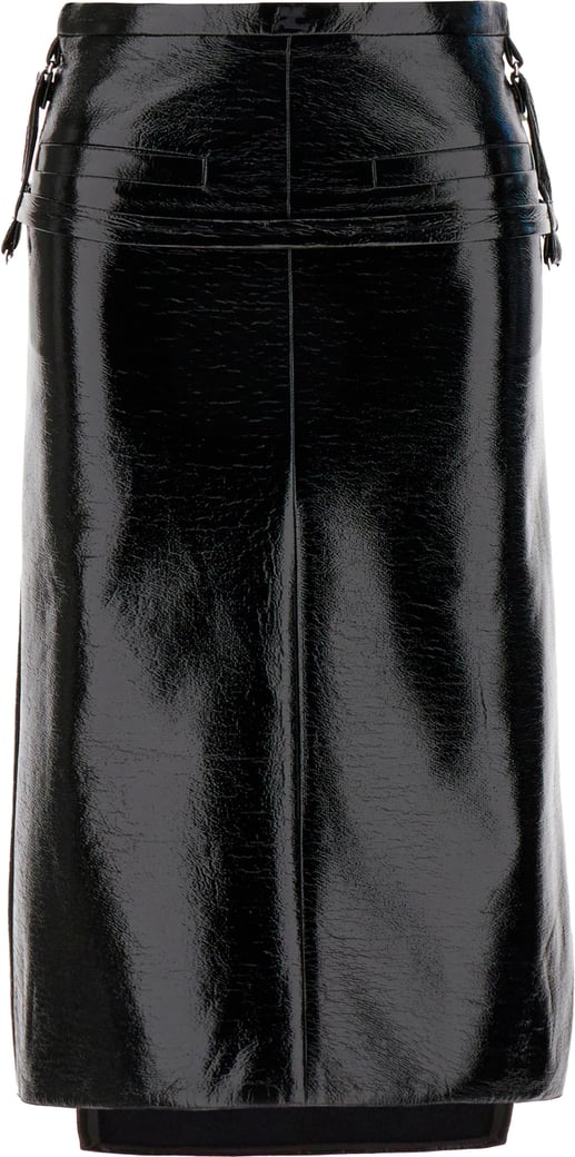 Courreges Black stretch vinyl skirt