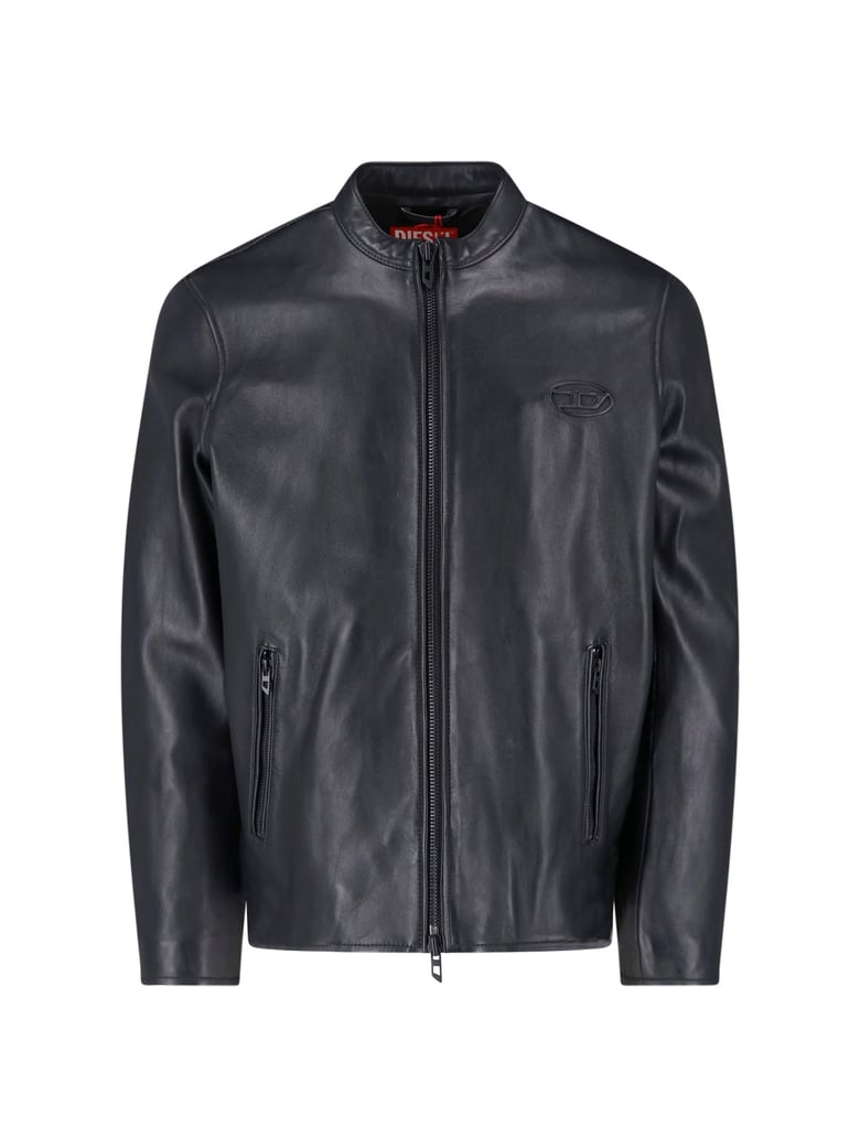 Black Lambskin Oval D Leather Jacket