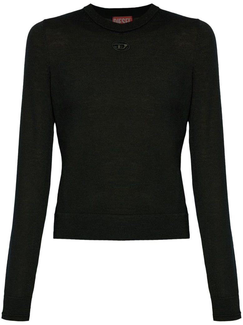 Ribbed Knit Sweater With Cut-Out Logo Detail