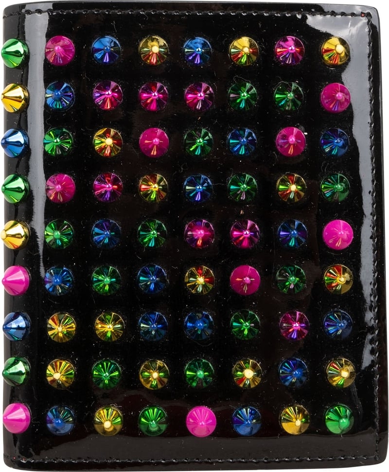 Christian Louboutin Patent Leather Multicolor Spikes Bifold Wallet