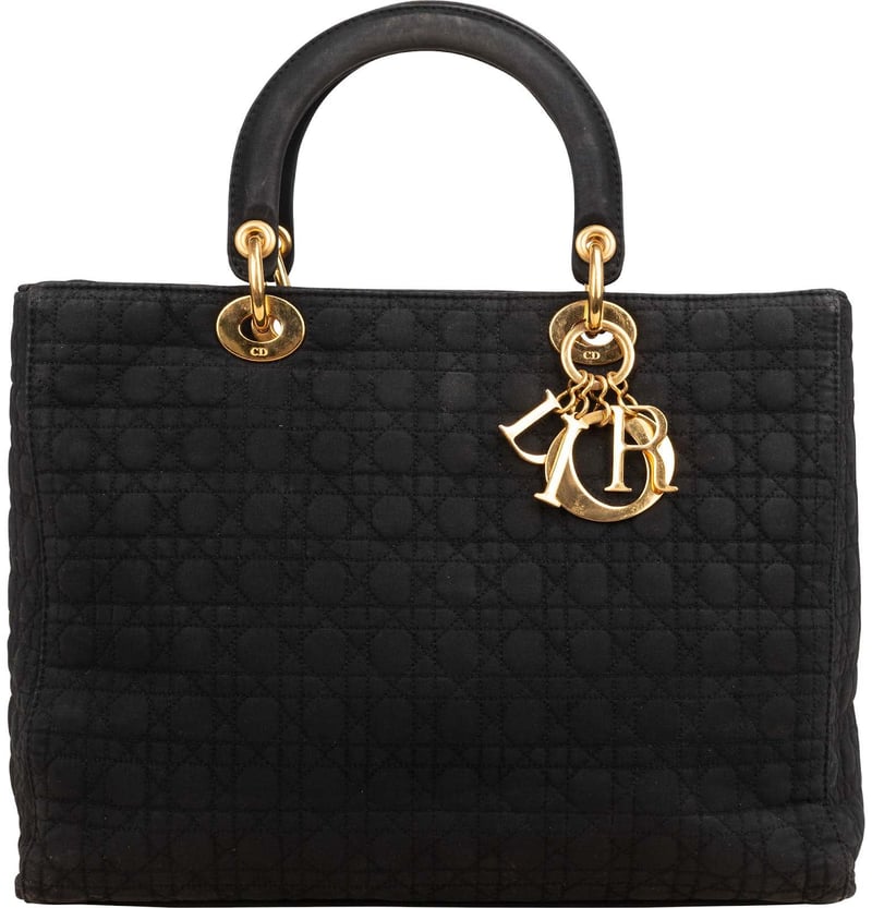 Christian Dior Quilted Nylon Cannage Large Lady Dior Handbag