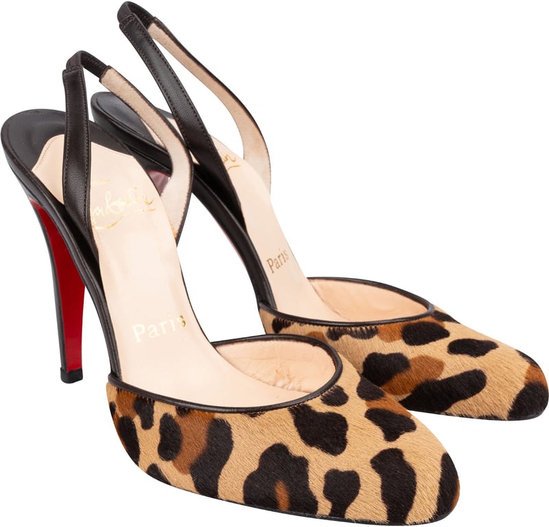 Christian Louboutin Multicolor Leather Leopard Calf Hair Slingback Pumps (36,5)