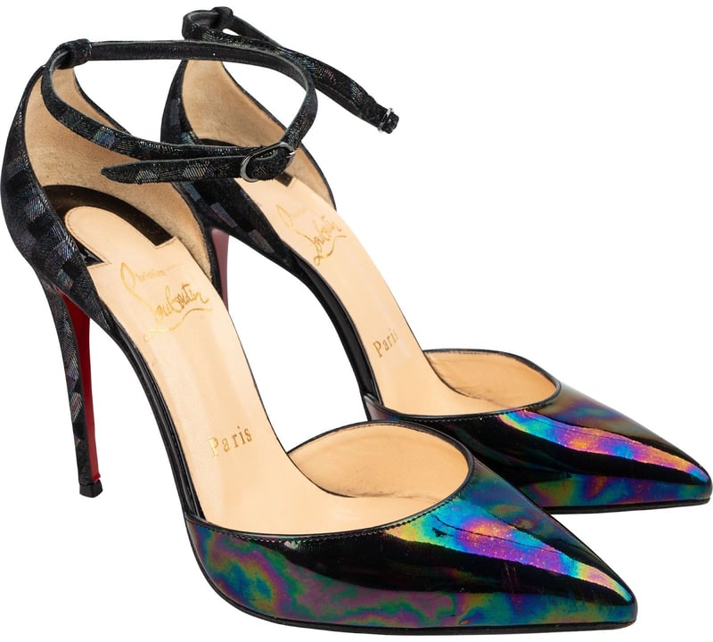 Christian Louboutin Multicolor Iridescent Patent Leather Ankle Strap Pumps (35,5)