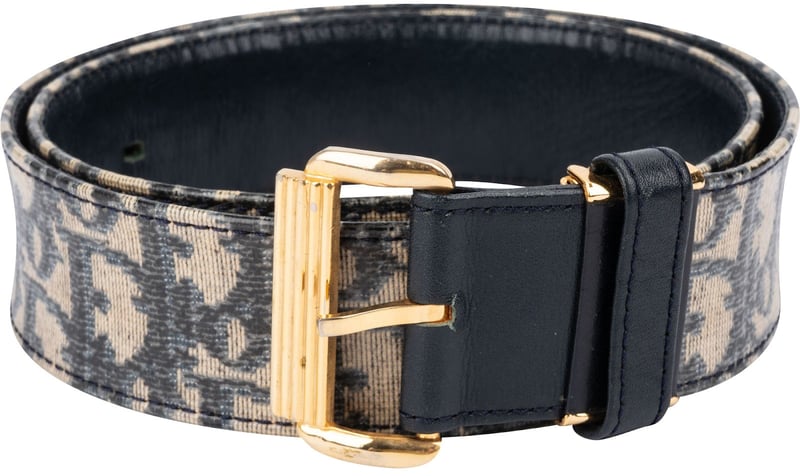 Christian Dior Multicolor Leather Trotter Oblique Canvas Belt (75)