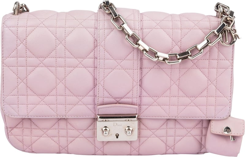 Christian Dior Pink Quilted Leather Diorama Shoulder Bag