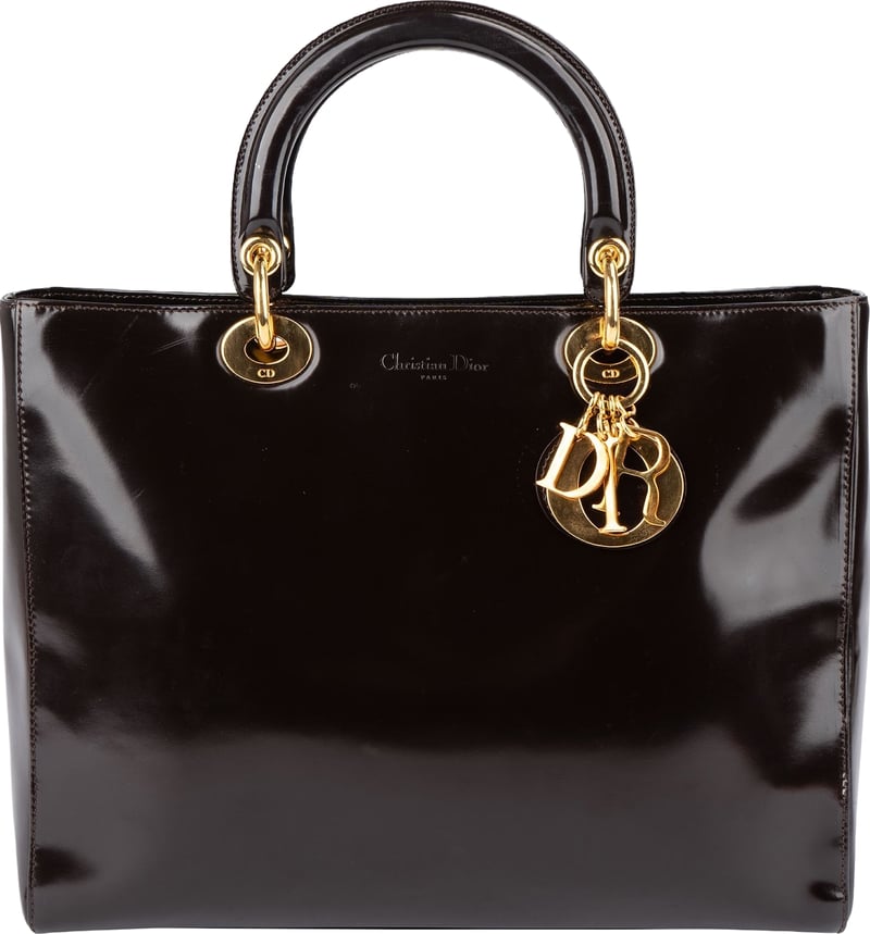 Christian Dior Patent Leather Lady Dior Medium Handbag