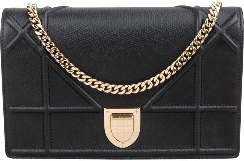 Christian Dior Grained Calfskin Diorama Wallet On Chain Crossbody Bag