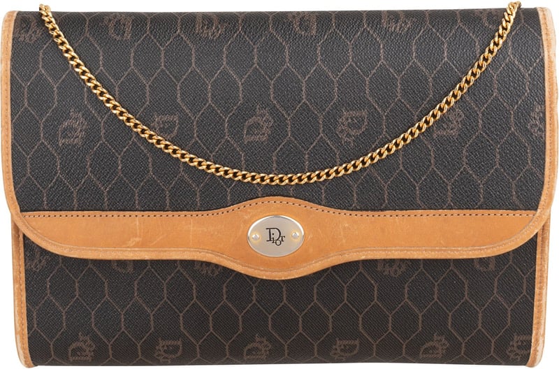 Christian Dior Honeycomb Canvas Chain Flap Crossbody Bag