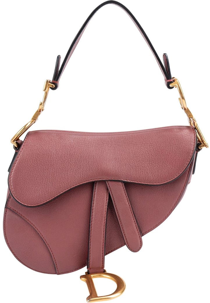 Christian Dior Pink Grained Calfskin Small Saddle Handbag